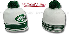 Jets XL-LOGO BEANIE White by Mitchell and Ness