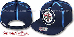 Jets XL-LOGO SOUTACHE SNAPBACK Navy Adjustable Hat by Mitchell and Ness