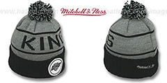 Kings HIGH-5 CIRCLE BEANIE Grey-Black by Mitchell and Ness