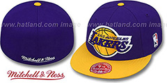 Lakers 2T XL-LOGO Purple-Gold Fitted Hat by Mitchell and Ness