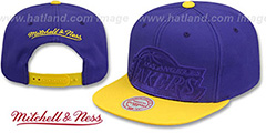 Lakers CROPPED SATIN SNAPBACK Purple-Gold Adjustable Hat by Mitchell and Ness