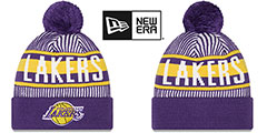 Lakers STRIPED Knit Beanie Hat by New Era