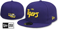 LSU NCAA TEAM-SCRIPT Purple Fitted Hat by New Era