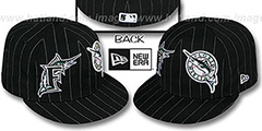 Marlins BIG-ONE DOUBLE WHAMMY Black-White Fitted Hat