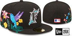 Marlins COOPERSTOWN SIDE-BLOOM Black Fitted Hat by New Era