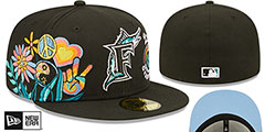 Marlins GROOVY Black Fitted Hat by New Era