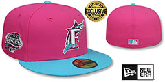 Marlins MIAMI VICE SIDE-PATCH Beetroot-Blue Fitted Hat by New Era