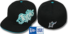 Marlins ROYALE OLD ENGLISH Black Fitted Hat by New Era