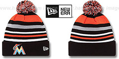 Marlins STRIPEOUT Knit Beanie Hat by New Era