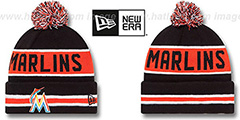 Marlins THE-COACH Black Knit Beanie Hat by New Era