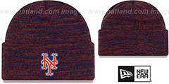 Mets BEVEL Royal-Orange Knit Beanie Hat by New Era