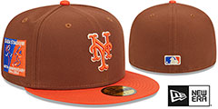 Mets HARVEST SIDE-PATCH Brown-Orange Fitted Hat by New Era