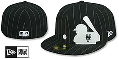 Mets MLB SILHOUETTE PINSTRIPE Black-White Fitted Hat by New Era