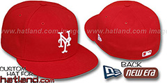 Mets TEAM-BASIC Red-White Fitted Hat by New Era