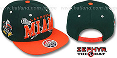 Miami LACROSSE SUPER-ARCH SNAPBACK Green-Orange Hat by Zephyr