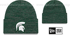 Michigan State BEVEL Green-Grey Knit Beanie Hat by New Era