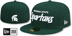 Michigan State NCAA TEAM-SCRIPT Green Fitted Hat by New Era