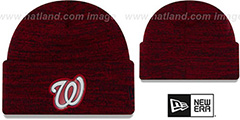 Nationals BEVEL Red-Navy Knit Beanie Hat by New Era