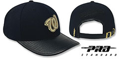 Nationals LOW-PRO GOLD METAL BADGE STRAPBACK Black Hat by Pro Standard