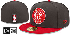 Nets 2T COLOR PACK Charcoal-Red Fitted Hat by New Era