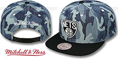 Nets DENIM-CAMO SNAPBACK Blue Hat by Mitchell and Ness