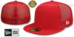 New Era MESH-BACK 59FIFTY-BLANK Red-Red Fitted Hat