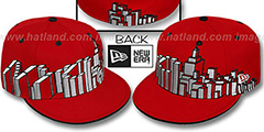 New York NYC BLOCK CITY-SKYLINE Red Fitted Hat by New Era