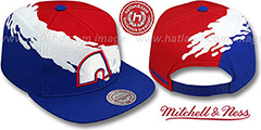 Nordiques PAINTBRUSH SNAPBACK Red-White-Royal Hat by Mitchell and Ness