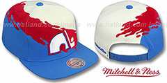 Nordiques PAINTBRUSH SNAPBACK White-Red-Sky Hat by Mitchell and Ness