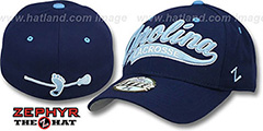 North Carolina SWOOP LACROSSE Navy Fitted Hat by Zephyr