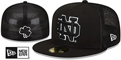 Notre Dame TEAM-BASIC TRUCKER Black-White Fitted Hat by New Era