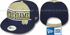 Notre Dame WARM-UP SNAPBACK Navy-Tan Hat by New Era