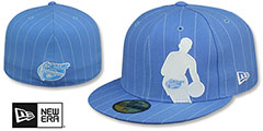 Nuggets NBA SILHOUETTE PINSTRIPE Sky-White Fitted Hat by New Era