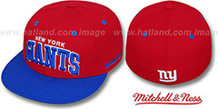 NY Giants 2T CLASSIC-ARCH Red-Royal Fitted Hat by Mitchell and Ness