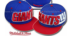 NY Giants 2T WORDMARK Royal-Red Fitted Hat by Mitchell and Ness