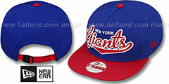 NY Giants BALLISTIC SCRIPT A-FRAME STRAPBACK Royal-Red Hat by New Era