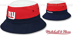 NY Giants COLOR-BLOCK BUCKET White-Red-Navy Hat by Mitchell and Ness