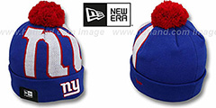 NY Giants NFL-BIGGIE Royal Knit Beanie Hat by New Era