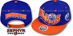 Oilers 2T FLASHBACK SNAPBACK Royal-Orange Hat by Zephyr