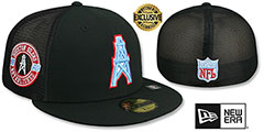 Oilers EST 1960 MESH-BACK SIDE-PATCH Black-Black Fitted Hat by New Era