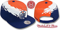 Oilers PAINTBRUSH SNAPBACK Orange-White-Navy Hat by Mitchell and Ness