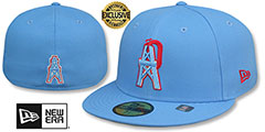 Oilers THROWBACK NFL LIGATURE Sky Fitted Hat by New Era