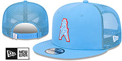 Oilers THROWBACK TEAM-BASIC TRUCKER SNAPBACK Sky Hat by New Era