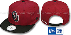 Oklahoma TEAM-BASIC PINSTRIPE SNAPBACK Burgundy-Black Hat by New Era