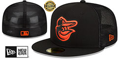 Orioles BATTING PRACTICE TRUCKER Black Fitted Hat by New Era