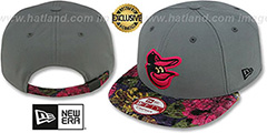 Orioles FLORAL-FUR STRAPBACK Grey-Pink Hat by New Era