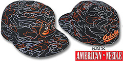 Orioles SILLY STRING ALL-OVER Black Fitted Hat by American Needle