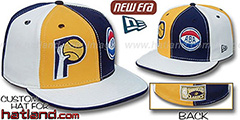 Pacers ABA DOUBLE WHAMMY Gold-Navy-White Fitted Hat