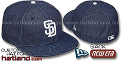 Padres DENIM Fitted Hat by New Era - navy