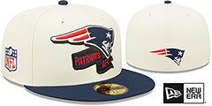 Patriots 2022 NFL SIDELINE Cream-Navy Fitted Hat by New Era